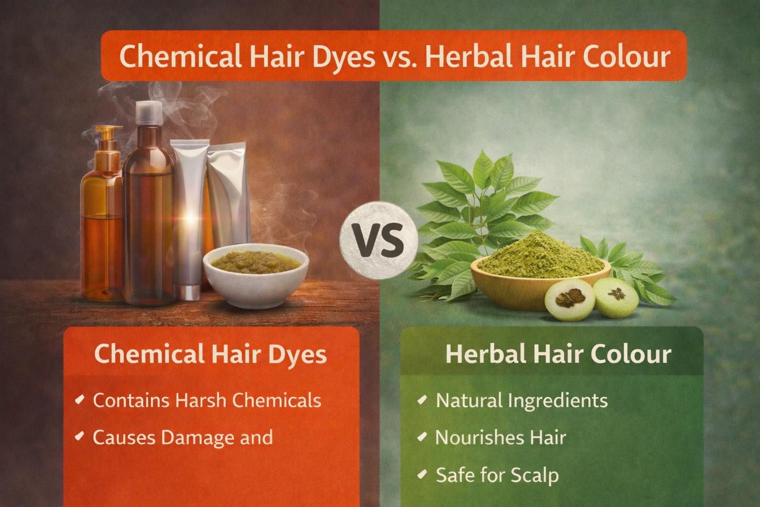  comparison between herbal hair colour and chemical hair dye
