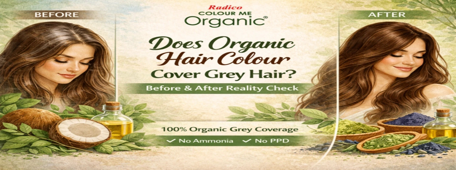 Radico organic hair colour grey hair coverage before and after results