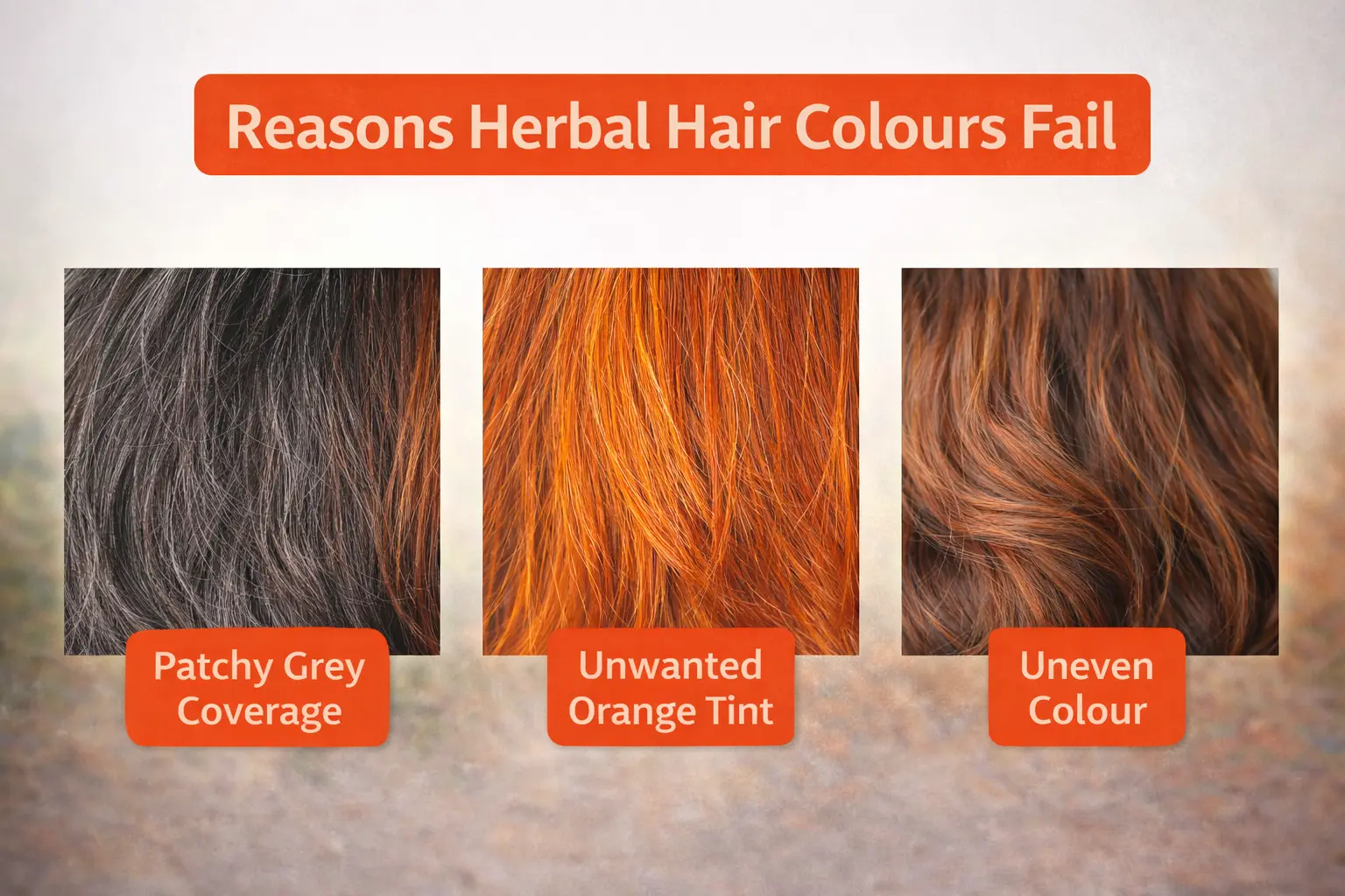 infographic explaining why herbal hair colour may fail on grey hair
