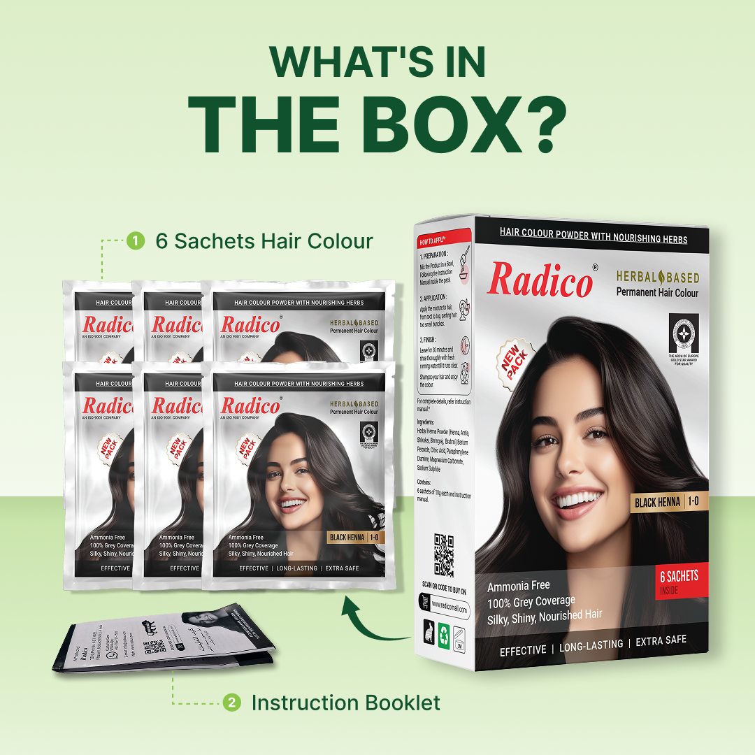 Box Coour Herbal Hair Colour Black Henna | Ammonia-Free, Fast Results - (Pack of 6)