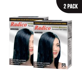 Herbal Based Natural Black Hair Colour - No Ammonia Formula - Easy to Use, Mix & Apply (Pack of 2)