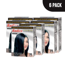 Herbal Based Natural Black Hair Colour - No Ammonia Formula - Easy to Use, Mix & Apply (Pack of 6)