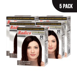 Herbal Based Dark Brown Hair Colour - No Ammonia Formula - Easy to Use, Mix & Apply (Pack of 5)