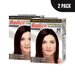 Herbal Based Dark Brown Hair Colour - No Ammonia Formula - Easy to Use, Mix & Apply (Pack of 2)